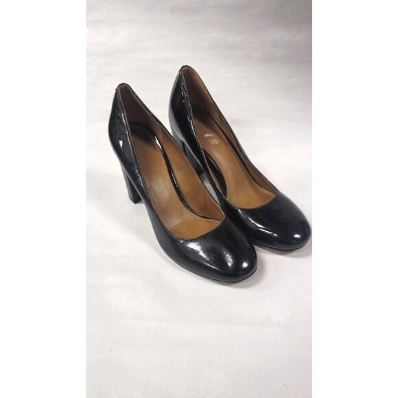 Franco Sarto Sarto Womens 6M Black Patent Block Heel Pumps Dress Shoes Classic - Picture 2 of 10